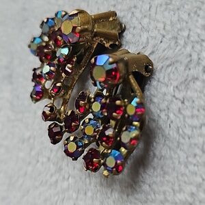 Vintage 1940s made in Austria ruby red crystal earrings.